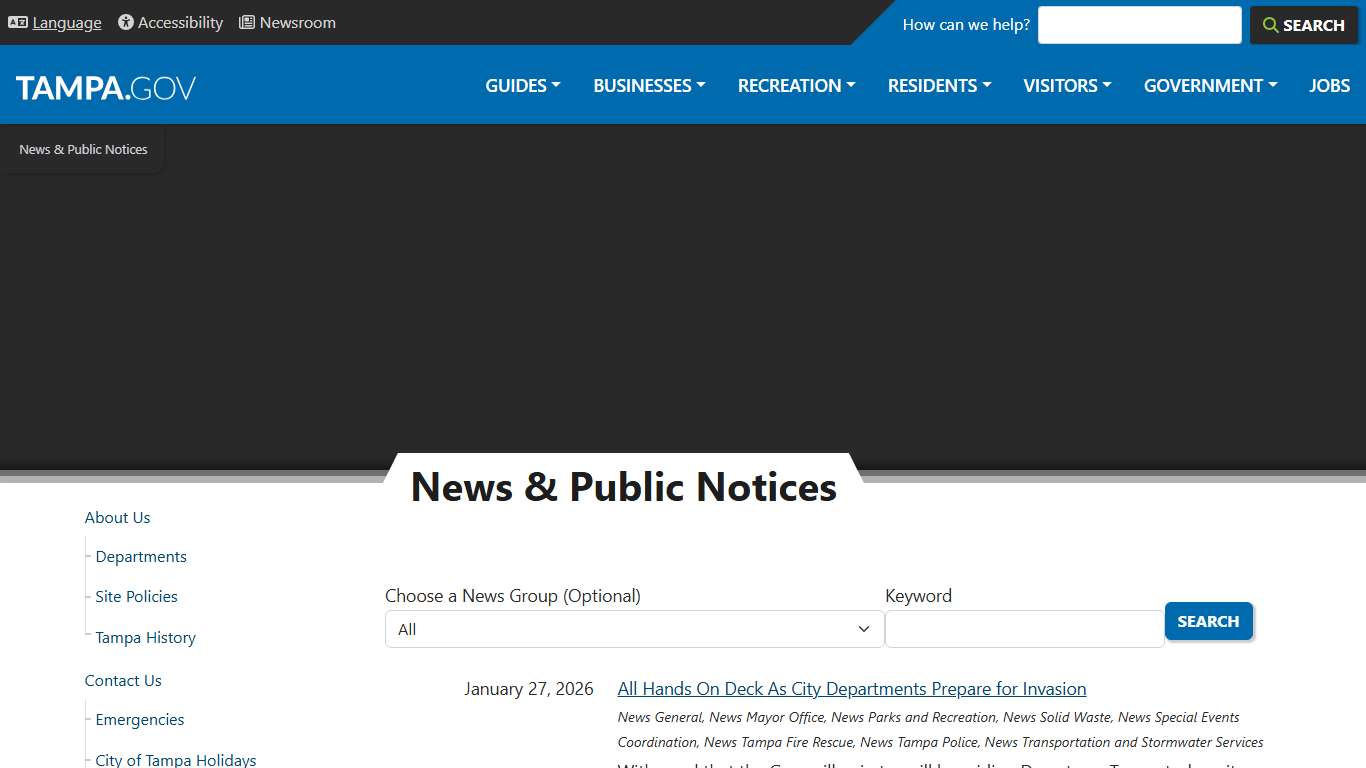 News & Public Notices City of Tampa